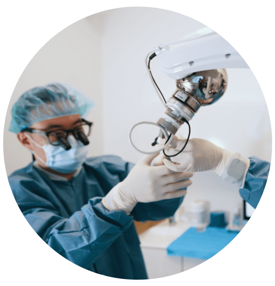 close up of doctor prepping and using yomi robotics for patient treatment